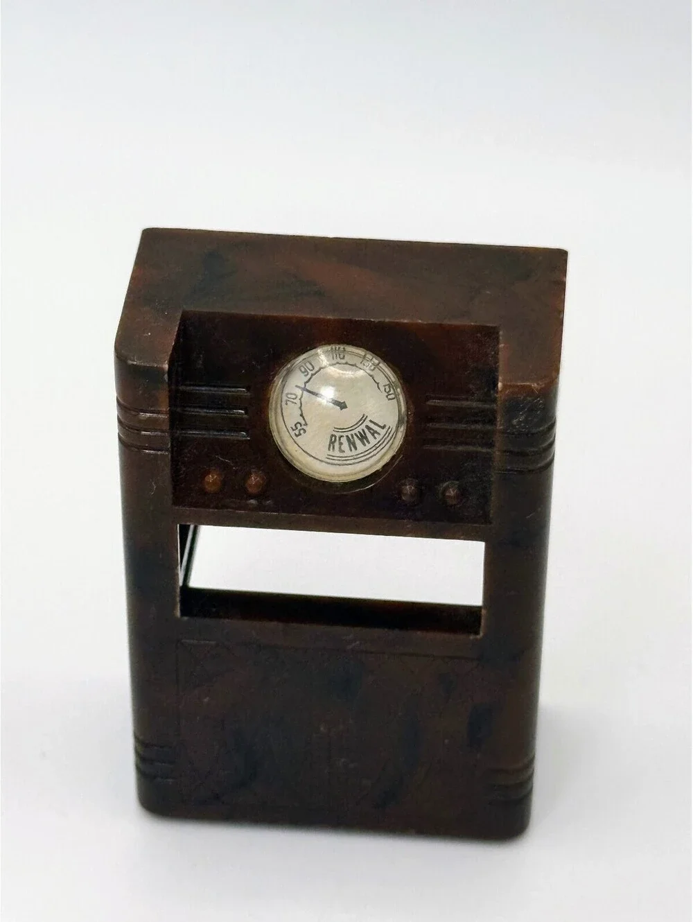 1L12 Scale Vintage Renwal Dollhouse Radio Console Brown Marbled Plastic Mini